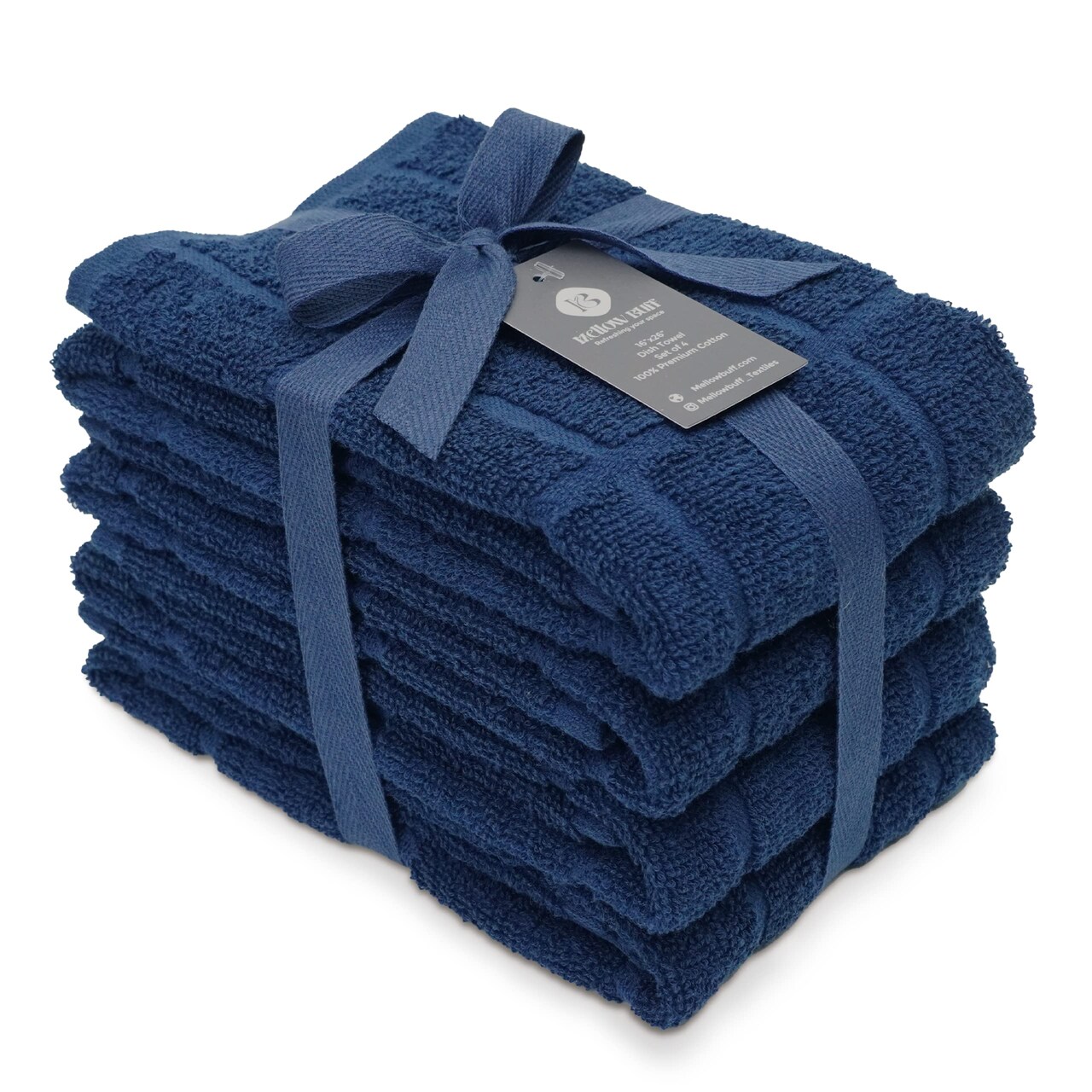 100% Cotton Terry Dish Towels for Kitchen, 4 Pack Plain, 16 x26 Inches, Super Soft and Absorbent, Perfect for Cleaning and Dish Washing | Navy Blue Kitchen Towels